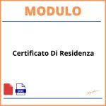 Modulo certificato di residenza